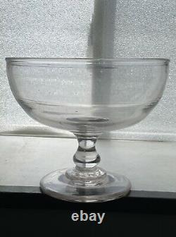 Antique 19th C. American Blown Flint Glass Compote / Punch Bowl Massive Pontiled