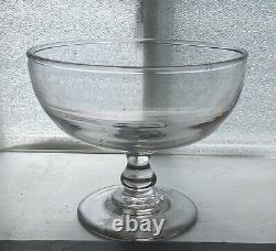 Antique 19th C. American Blown Flint Glass Compote / Punch Bowl Massive Pontiled