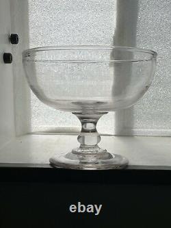 Antique 19th C. American Blown Flint Glass Compote / Punch Bowl Massive Pontiled