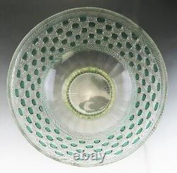 Antique 19th Century Bohemian Czech Cut Green to Clear Glass Punch Bowl