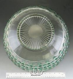 Antique 19th Century Bohemian Czech Cut Green to Clear Glass Punch Bowl