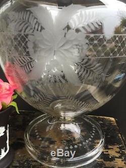 Antique 19th Century English Glass Punch Bowl Urn Jar