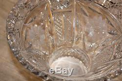 Antique 2 Piece Cut Glass Crystal Punch Bowl (15 tall) By 13 Dia