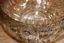 Antique 2 Piece Cut Glass Crystal Punch Bowl (15 tall) By 13 Dia