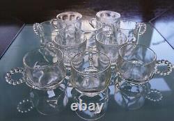 Antique'20s 13-piece GLASS PUNCH BOWL Set, Matching Underplate, Ladle, 10 cups