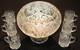 Antique ABP American Brilliant Cut Glass Punch Bowl & Six Matching Mugs