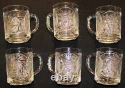 Antique ABP American Brilliant Cut Glass Punch Bowl & Six Matching Mugs