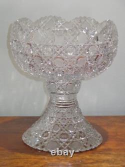 Antique ABP American Brilliant Cut Glass Punch Bowl and Pedstal HARVARD Pattern