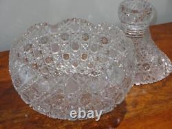 Antique ABP American Brilliant Cut Glass Punch Bowl and Pedstal HARVARD Pattern
