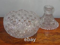 Antique ABP American Brilliant Cut Glass Punch Bowl and Pedstal HARVARD Pattern