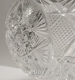 Antique ABP American Brilliant Prism Cut Crystal Glass Pedestal Punch Bowl 12