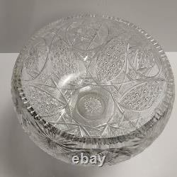 Antique ABP American Brilliant Prism Cut Crystal Glass Pedestal Punch Bowl 12