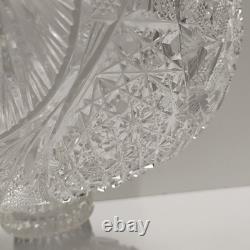 Antique ABP American Brilliant Prism Cut Crystal Glass Pedestal Punch Bowl 12
