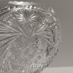 Antique ABP American Brilliant Prism Cut Crystal Glass Pedestal Punch Bowl 12