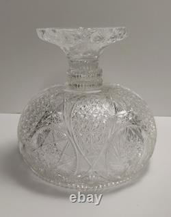 Antique ABP American Brilliant Prism Cut Crystal Glass Pedestal Punch Bowl 12