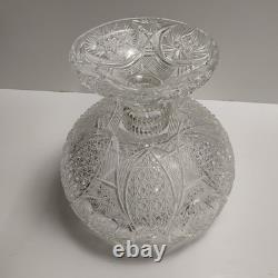 Antique ABP American Brilliant Prism Cut Crystal Glass Pedestal Punch Bowl 12