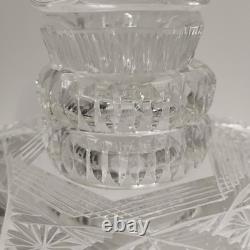 Antique ABP American Brilliant Prism Cut Crystal Glass Pedestal Punch Bowl 12