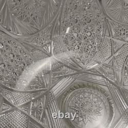 Antique ABP American Brilliant Prism Cut Crystal Glass Pedestal Punch Bowl 12