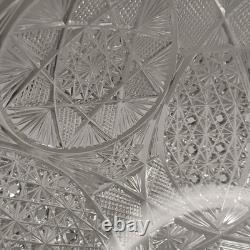 Antique ABP American Brilliant Prism Cut Crystal Glass Pedestal Punch Bowl 12