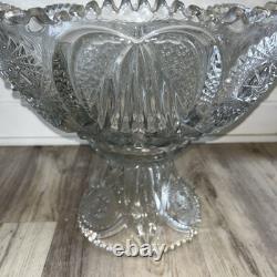 Antique ABP brilliant cut glass Punch Bowl With Stand