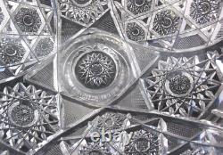 Antique AMERICAN Brilliant Cut Glass Punch Bowl with Stand, Rare Pattern c. 1890