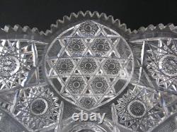 Antique AMERICAN Brilliant Cut Glass Punch Bowl with Stand, Rare Pattern c. 1890