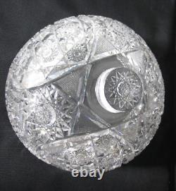 Antique AMERICAN Brilliant Cut Glass Punch Bowl with Stand, Rare Pattern c. 1890