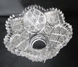 Antique AMERICAN Brilliant Cut Glass Punch Bowl with Stand, Rare Pattern c. 1890