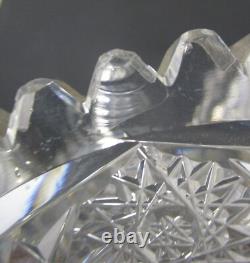 Antique AMERICAN Brilliant Cut Glass Punch Bowl with Stand, Rare Pattern c. 1890