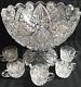 Antique Abp Superior Thick Heavy J. Hoare Carolyn Pattern Cut Glass Punch Bowl