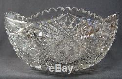 Antique Amercan Brilliant APB Period Crystal Saw Cut Glass Punch Bowl