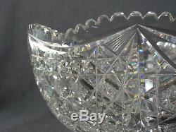 Antique Amercan Brilliant APB Period Crystal Saw Cut Glass Punch Bowl