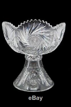 Antique American Abp Brilliant Cut Glass/crystal 2-piece Punch Bowl Very Unique