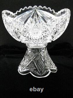 Antique American Brilliant Cut Crystal 2 Piece Punch Bowl