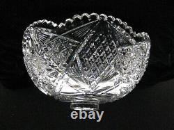 Antique American Brilliant Cut Crystal 2 Piece Punch Bowl