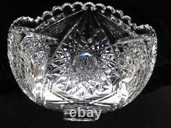 Antique American Brilliant Cut Crystal 2 Piece Punch Bowl