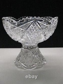 Antique American Brilliant Cut Crystal 2 Piece Punch Bowl