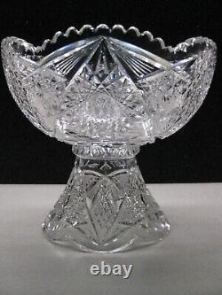 Antique American Brilliant Cut Crystal 2 Piece Punch Bowl