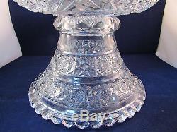 Antique American Brilliant Cut Crystal Bowl & Pedestal Punch Set Stunning