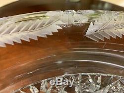 Antique American Brilliant Cut Engraved Glass Bishop Hat Fry Punch Bowl Pershing