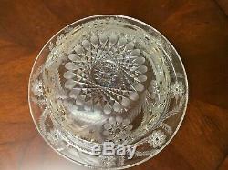 Antique American Brilliant Cut Engraved Glass Bishop Hat Fry Punch Bowl Pershing