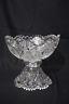 Antique American Brilliant Cut Glass Punch Bowl with Base Hobstar 19th Century