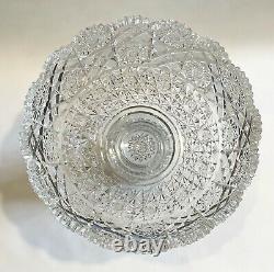 Antique American Brilliant Period ABP Large Clear Cut Glass Punch Bowl on Stand