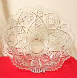 Antique American Brilliant Period Cut Glass Punch Bowl with Pedestal ABP