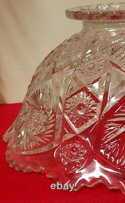 Antique American Brilliant Period Cut Glass Punch Bowl with Pedestal ABP