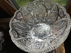 Antique American Brilliant Period Signed J. Hoare Newport Cut Glass Punch Bowl