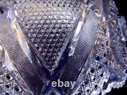 Antique BRILLIANT Cut Glass Crystal Punch Bowl Pedestal Hobstars Miters ABP 14