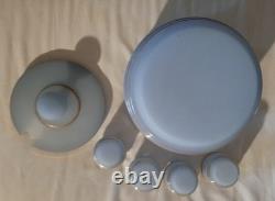 Antique Bohemian Opaline Glass Punch Bowl Set Possibly Josephinenhütte, 19th C