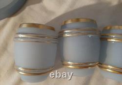 Antique Bohemian Opaline Glass Punch Bowl Set Possibly Josephinenhütte, 19th C