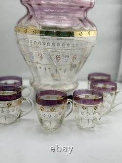 Antique Bohemian Punch Bowl Set